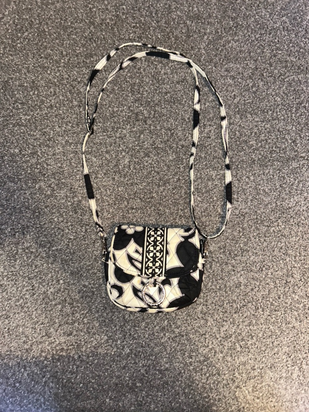 Vera Bradley Black & White Floral Quilted Crossbody Bag